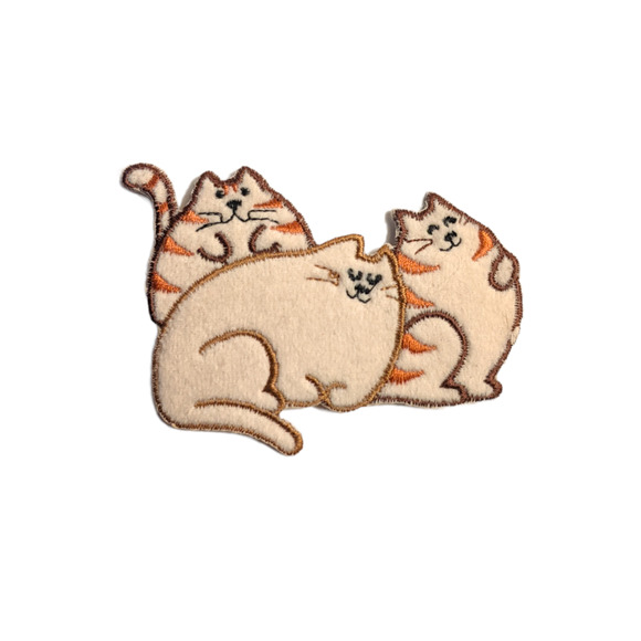 Vintage Fat Orange Tabby Cats Applique Iron On Embroidered Patch Sewing & Crafts - Picture 1 of 5